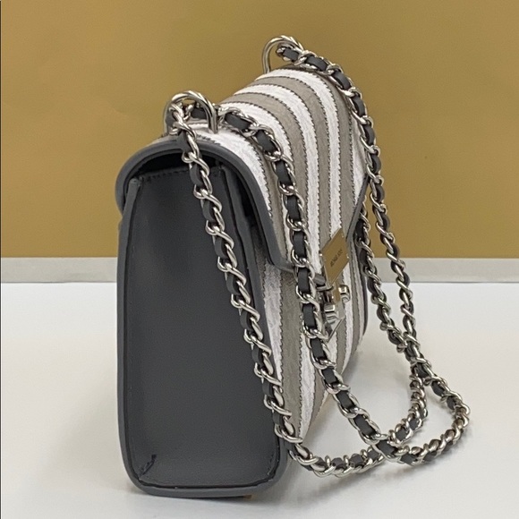 MICHAEL KORS ROSE MEDIUM FLAP SHOULDER PEARL GRAY - Picture 5 of 16